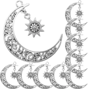 10 Pcs Moon Sun Pendant and Necklace Matching Jewelry Office Lovers - Picture 1 of 12