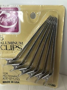 VTG 1977/1982 GOODY 6 ALUMINUM SECTIONING STYLING HAIR CLIPS #5990 USA Made NOS - Picture 1 of 11