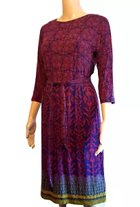 WHITE STUFF MADALINE GEO PRINT NAVY & BURGUNDY JERSEY SHIFT DRESS BNWT UK 8 - Picture 1 of 8