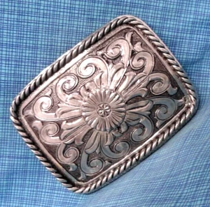2014 Stetson Western Floral Scroll Blossom Belt Buckle Cowboy Cowgirl    .QRT230 - Picture 1 of 12