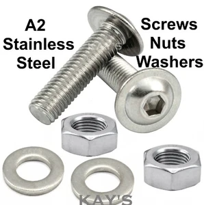 M4 M5 M6 Flanged Button Head Socket Screws + Nuts & Washers A2 Stainless Steel - Picture 1 of 6