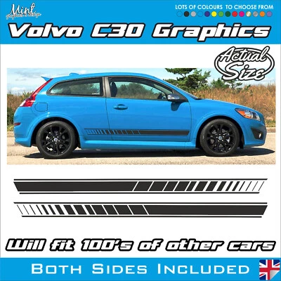 Calcomanías a rayas laterales pegatinas de vinilo gráficos 004 para Volvo C30 S40 - Imagen 1 de 4