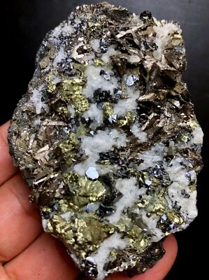 211g Rare Golden Chalcopyrite&IRON PYRITE Nugget Native &Sphalerite Q968 - Image 1 of 4
