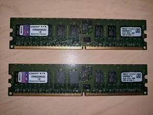 2x Kingston KVR400D2D8R3/2GI 2GB 400MHz ECC Registered Dual-Rank DDR2 RAM - Picture 1 of 2