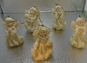 Vintage White ceramic Angels Cherub Ornaments Lot 5 holiday christmas - Picture 1 of 5