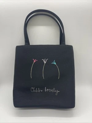 Kate Spade Vintage Bag Black Mini Box Tote Small Purse Y2K Embroidered Flowers - Image 1 of 4