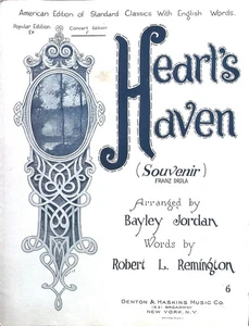 Partituras antiguas Heart's Haven (recuerdo) - Drla / Jordan / Remington 1919 - Imagen 1 de 1