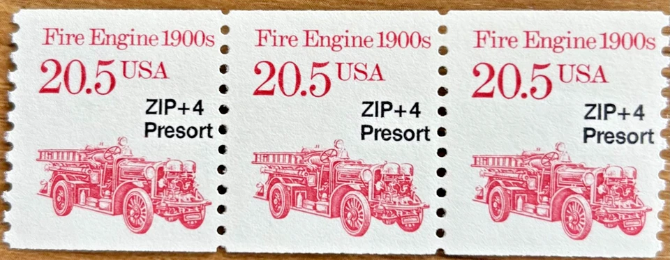 Scott #2264- MNH- Coil Strip of 3 Stamps - 20.5c Fire Engine 1900s MNH - Image 1 of 1