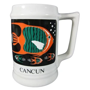 Ceramic Tankard Beverage Mug Cancun Mexico Souvenir Tropical Fish 22oz - Picture 1 of 5