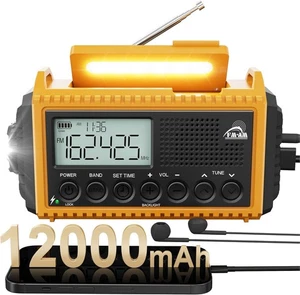 Radio Solar de Cuerda con AM/FM/SW, 12000mAh Radio Manivela, Radio de Emergencia con - Imagen 1 de 9