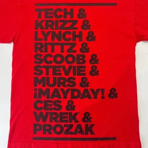 Strange Music Label Tech N9ne Block Style Artist List Red T-Shirt - Size Medium - Picture 1 of 9