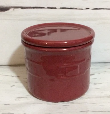 Longaberger Cerámica Pimentón Tejido Tradiciones 1 Pinta Vaso y Tapa - NUEVO Foto 1 de 4