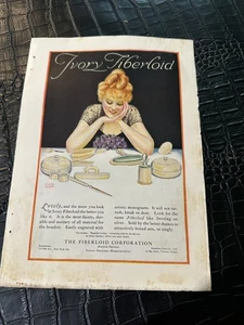 frühe 1900er MAGAZINANZEIGE #A8-028 FIBERLOID WASCHTISCH SET - Bild 1 von 1