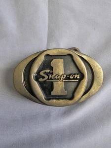 Vintage Snap-On Tools #1 Solid Brass Belt Buckle by BTS - Made in USA - Picture 1 of 3
