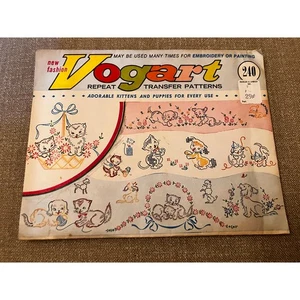 Vogart Repeat Transfer Patterns Kittens and Puppies 240 Vintage Cross Stitch - Picture 1 of 3