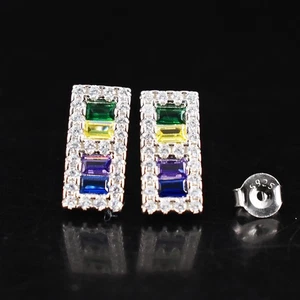 .925 Sterling Silver 3.00 Grams Multicolor Topaz Very Attractive Earring 28 S654 - Picture 1 of 2