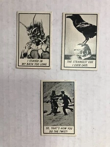 Lote de 3 diferentes 1963 Topps Monster Laffs Midgees #9 #58 #78 ¡Buen estado! - Imagen 1 de 8
