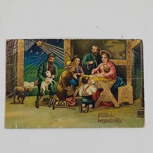 Antique German Christmas card Manger Scene 1921 - Picture 1 of 9