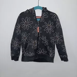 Girls Cat And Jack XS 4/5 Grey Flower Zipper Hoodie - Picture 1 of 3