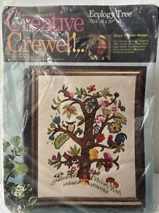 Kit de bordado creativo Crewel árbol ecológico de colección #7217 Erica Wilson 1972 paquete abierto - Imagen 1 de 7