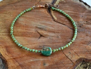 Turquoise Beaded Anklet Green Bead Ankle Bracelet Green Ankle Bracelet Yevga - Picture 1 of 8
