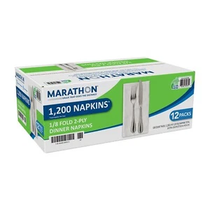 Marathon - Embossed Dinner Napkins, 1/8 Fold - 1,200 Napkins (4 Pack) - Picture 1 of 5