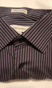 NWOT Pronto Uomo Men's Dress Button Up Shirt Non Iron size XL Blk/Prpl 1 Pocket - Picture 1 of 16