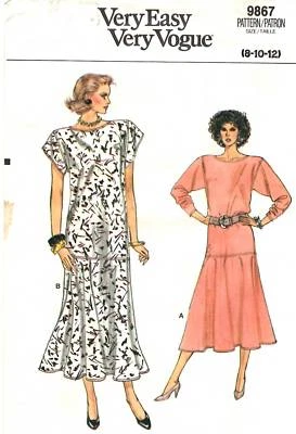 Very Easy Very Vogue Sewing Pattern Women's DRESS 9867 Sz 8-10-12 UNCUT - Image 1 of 4