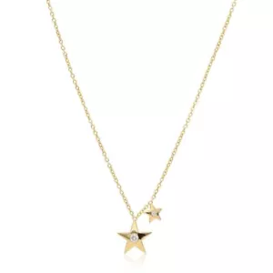 Collar de oro 14K 0,04 quilates diamantes doble estrella joyería fina de Navidad - Imagen 1 de 5