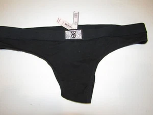 VICTORIA'S SECRET Size XL Black "VS" Sparkle THONG - Picture 1 of 4