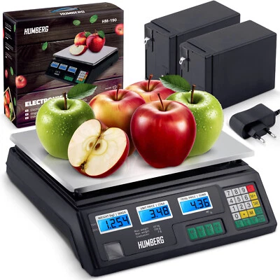 HUMBERG Platformwaage Lagerwaage 40 kg Digital Marktwaage Paketwaage Lager Waage LCD