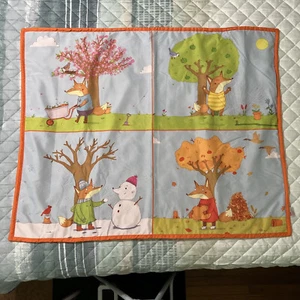 Highlights Four Season Fox Blanket Rare 2015 Orange Dots Two Sided - Picture 1 of 11