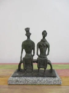 AFTER HENRY MOORE BRONZE SCULPTURE " REY Y REINA " SIGNED AND NUMBERED - Picture 1 of 5