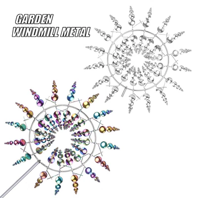 Nuevo Molino de Viento Cinético Mágico Energía Eólica Metal Giratorio Exterior Jardín Decoración Foto 1 de 4