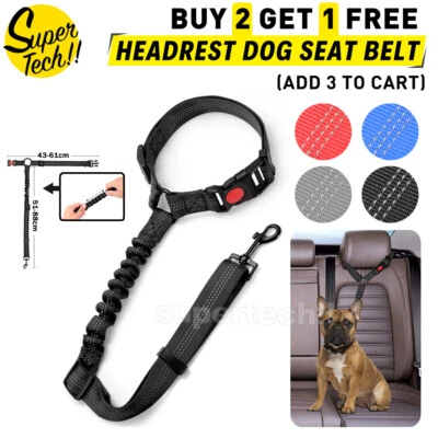 Headrest Anti Shock Pet Dog Car Seat Belt Bungee Lead Travel Safety Harness Clip - image 1 of 4