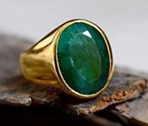 Natural Emerald Ring, Gold Plated Beryl 925 Sterling Silver Real Emerald Rings - Picture 1 of 2
