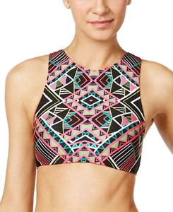 Coco Rave Neon High Neck Swimsuit Bikini Top Only Jade/Multi Large 36 B/C NWT - Picture 1 of 14