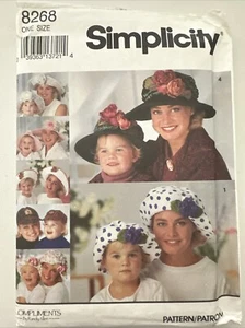 Patrón de costura simplicidad 8268 sombreros madre-hija boina sol béisbol SIN CORTAR - Imagen 1 de 7
