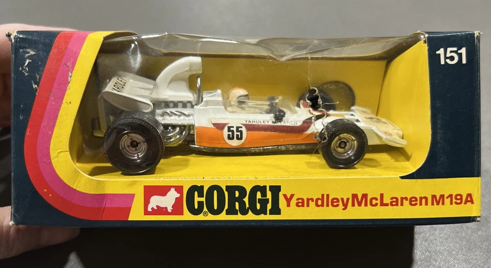VTG 1973 Corgi 151 Yardley McLaren M19A Die Cast Racing Car with Box 1/36 Scale - Image 1 of 4