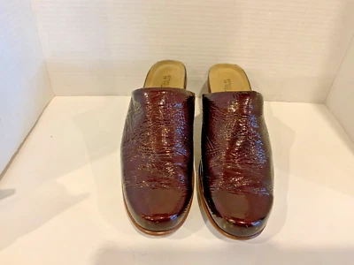 Zapatos Naot Euro 41 Zueco Marrón Oscuro Charol Talla 10 Arrugado Tacones Sin Cordones Foto 1 de 4