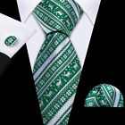 Lot de cravates pour hommes neuves cravate solide bleu soie vert rayée cravate classique Hanky