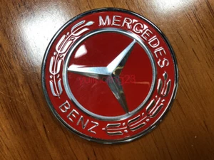 RED GENUINE Front Hood Emblem Badge Logo MERCEDES C CLS E GL GLK ML SL Class - Picture 1 of 6