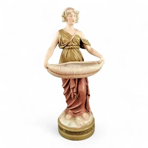 Antique Royal Dux Porcelain Art Nouveau Figurine of a Young Woman, c. 1912 - Bild 1 von 12