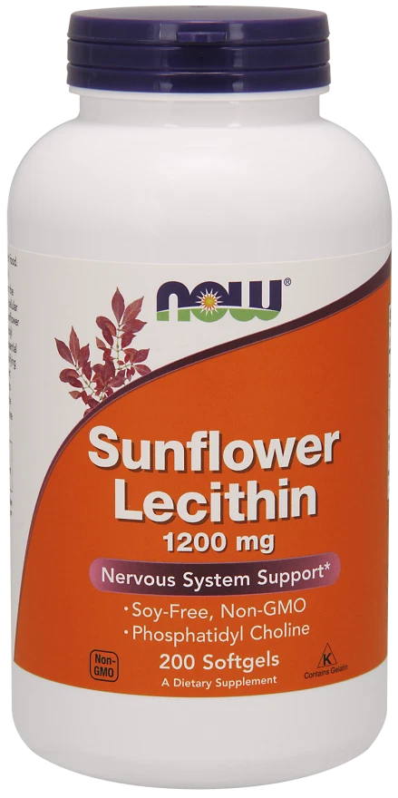 NOW подсолнечный лецитин 1200 мг 200 гелевых капсул фосфатидилхолин 4/2026EXP - Изображение 1 из 1