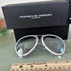 porsche design P8613 aviator White Frame  sunglasses Extra Brown Lenses In Box