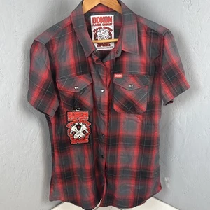 Dixxon Blood Sweat & Tears Pearl Snap Kurzarm Bambus Shirt Damen Large NEU - Bild 1 von 10