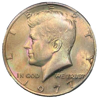 1977 Kennedy Half Dollar PCGS MS-66 End Roll Toning Album Toned Toning - Image 1 of 4