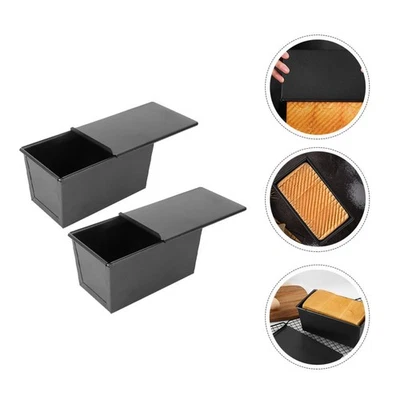  2 Pcs Sliding Toast Box Bread Making Pan for Oven Sourdough Baking Supplies - Image 1 of 4