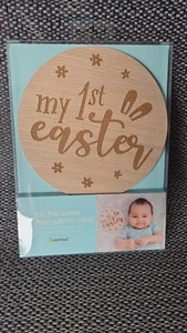 Pearhead Wooden Photo Card - Natural Wood - Baby's First Easter Gift #6 - Picture 1 of 2