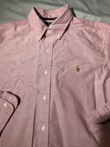 Ralph Lauren Shirt Mens Large L Red Flesh Pony Button Down Preppy Pony Oxford - Picture 1 of 13